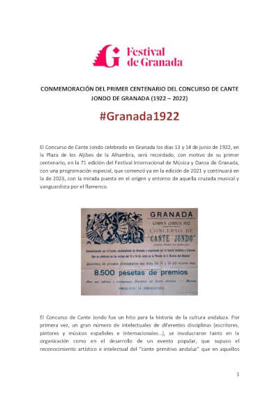 Granada organiza exposiciones, talleres y actuaciones para conmemorar el Centenario del Concurso de Cante Jondo