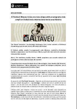 El Festival Altaveu inicia una nueva etapa con un programa más amplio en la edición más internacional de su historia