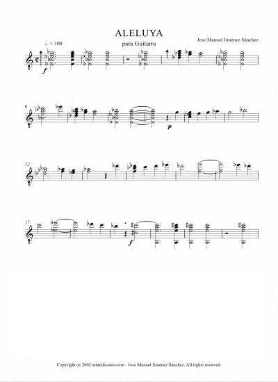 Partitura para guitarra, Aleluya – Nivel de dificultad: medio