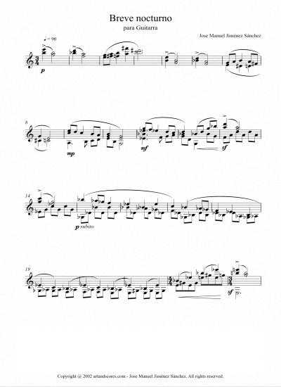 Partitura para guitarra. Breve nocturno – Nivel de dificultad: medio