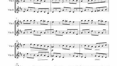 Partitura para dúo de violín X - Nivel de dificultad: medio