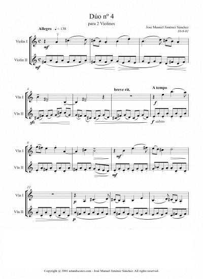 Partitura para dúo de violín IV – Nivel de dificultad: medio
