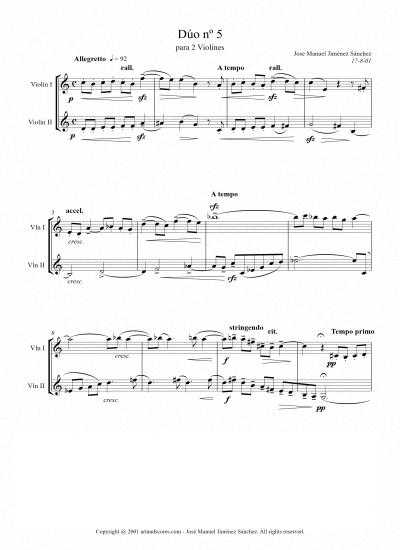 Partitura para dúo de violín V – Nivel de dificultad: medio