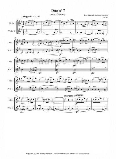 Partitura para dúo de violín VII – Nivel de dificultad: medio