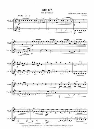 Partitura para dúo de violín VIII – Nivel de dificultad: medio