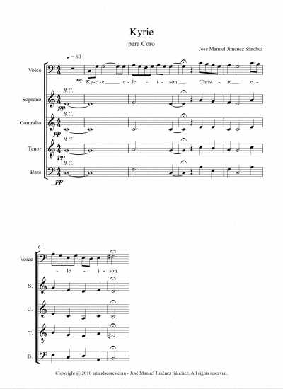 Partitura para coro I – Nivel de dificultad: bajo