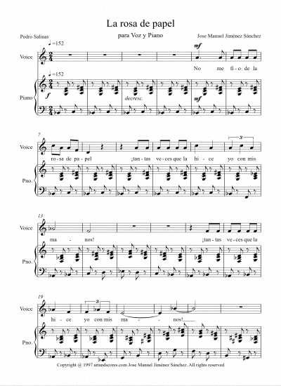 Partitura para voz y piano I – Nivel de dificultad: medio