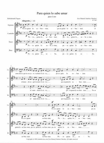 Partitura para coro VII – Nivel de dificultad: medio