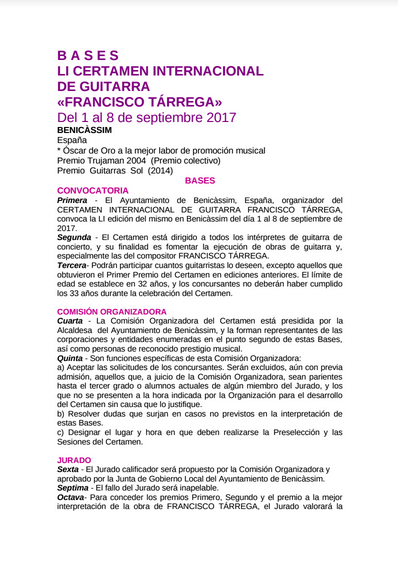 51º Certamen Internacional de Guitarra Francisco Tárrega
