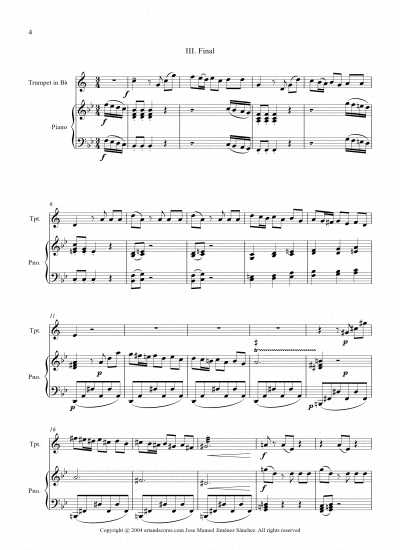 Partitura para trompeta y piano III – Nivel de dificultad: medio