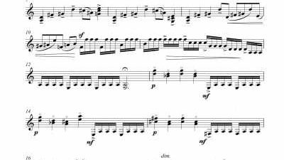 Partitura de trémolo, para guitarra - Nivel de dificultad: alto
