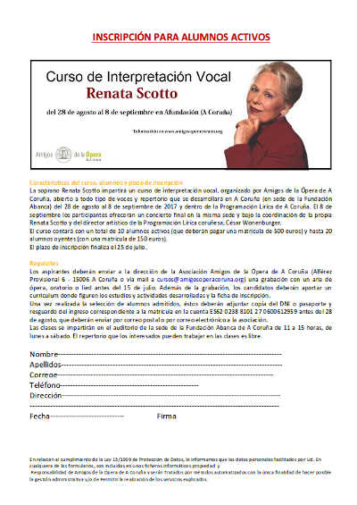 Renata Scotto, “Curso de Interpretación Vocal”