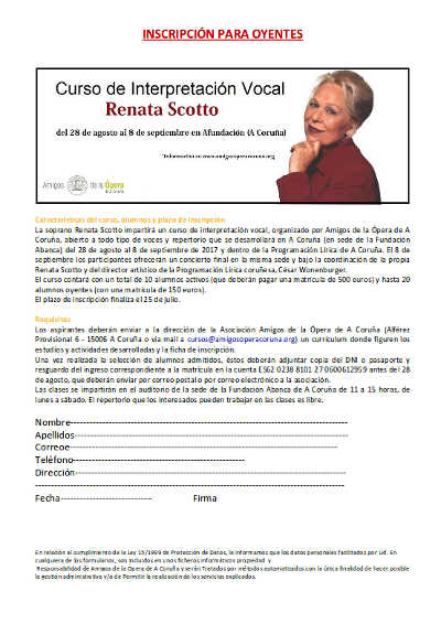 Renata Scotto, “Curso de Interpretación Vocal”