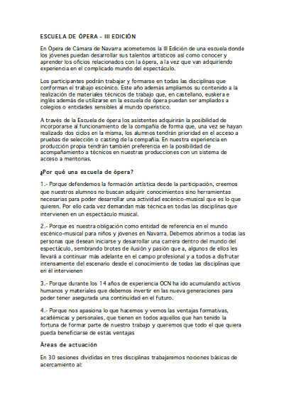 III edición de la Escuela de Ópera III edición de la Escuela de Ópera