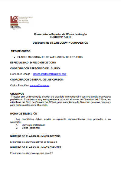 Curso de Dirección de Coro, a cargo de Simón Carrington