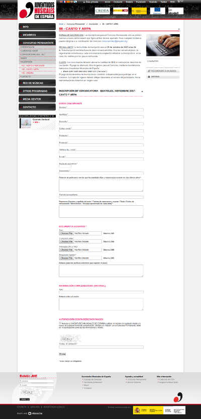 Concurso Permanente de Jóvenes Intérpretes – Canto, Arpa y Música de Cámara