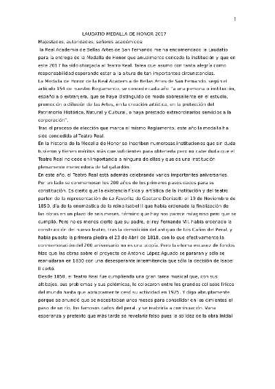 El Rey Don Juan Carlos entrega al Teatro Real la Medalla de Honor 2017 de la RABASF El Rey Don Juan Carlos entrega al Teatro Real la Medalla de Honor 2017 de la RABASF
