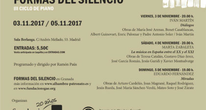 III Ciclo de piano Formas de Silencio en Madrid y Granada