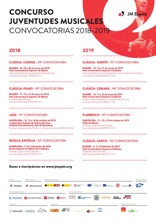 El concurso de Juventudes Musicales de España se amplía a música antigua, jazz y flamenco
