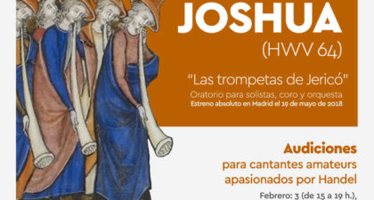 Estreno absoluto del Oratorio Joshua, de Handel, por la Handel Oratorio Society