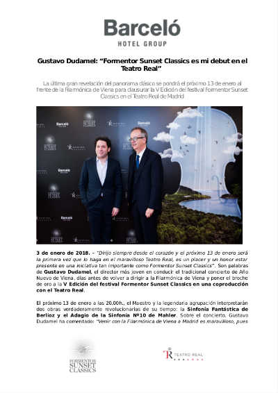 Gustavo Dudamel: “Formentor Sunset Classics es mi debut en el Teatro Real”