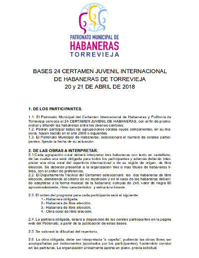 64 Certamen Internacional de Habaneras Polifonia de Torrevieja 2018 y Certamen Juvenil