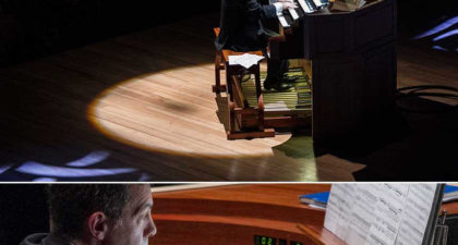 El organista Luis Caparra en un recital de órgano sinfónico en el CCK de Buenos Aires
