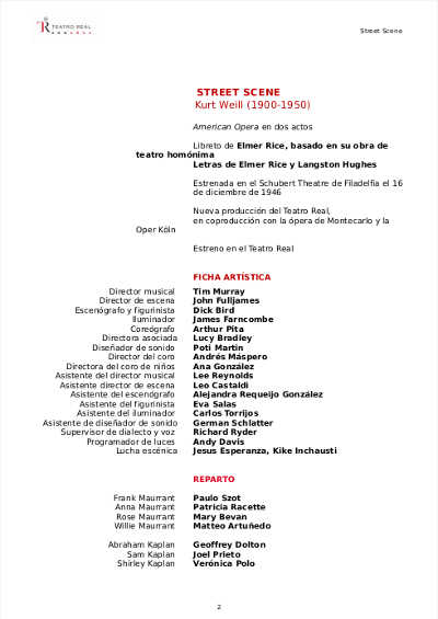 ‘Street Scene’: Información y fotos de los ensayos de la obra maestra entre la ópera y el musical