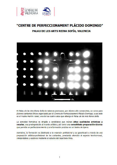 El Centre de Perfeccionament Plácido Domingo convoca su X curso de formación