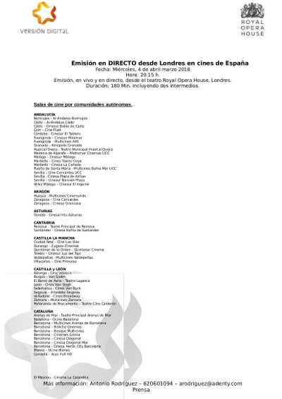 140 cines y teatros emiten Macbeth en directo. La ópera de Verdi inspirada en obra de Shakspeare