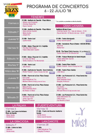 El 27ª Festival Canarias Jazz & Más Heineken comienza  su periplo por seis islas