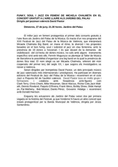 Funky, soul y jazz en femenino de Micaela Chalmea en concierto gratuito