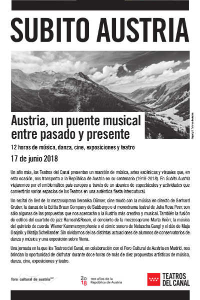 Recital de lied de la mezzosoprano Veronika Dünser, por el 100° aniversario de la República de Austria Recital de lied de la mezzosoprano Veronika Dünser, por el 100° aniversario de la República de Austria