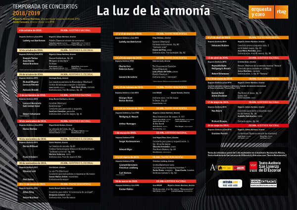 Nueva temporada de conciertos 2018/2019 bajo el lema «La luz de la armonía» Nueva temporada de conciertos 2018/2019 bajo el lema «La luz de la armonía»