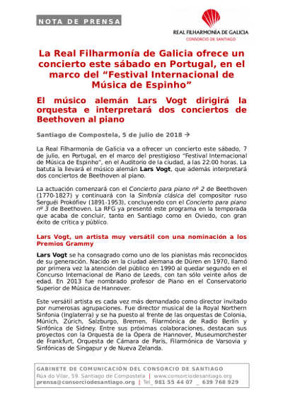 La Real Filharmonía de Galicia ofrece un concierto este sábado en Portugal