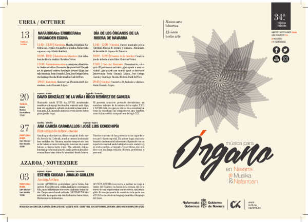 Cristina Alís Raurich y Mauricio Molina actúan este sábado y domingo dentro del ciclo de Música para Órgano en Navarra