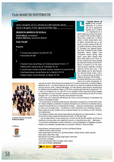 La Orquesta Barroca de Sevilla abre los Marcos Históricos