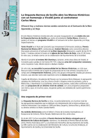 La Orquesta Barroca de Sevilla abre los Marcos Históricos