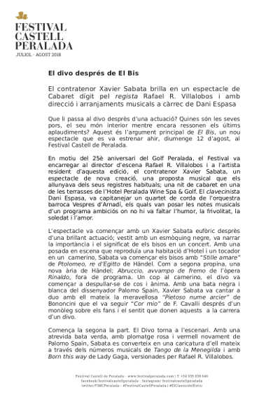 El contratenor Xavier Sabata brilla en un espectáculo de Cabaret El contratenor Xavier Sabata brilla en un espectáculo de Cabaret