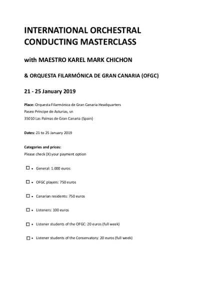 Karel Mark Chichon impartirá unas clases magistrales de dirección de orquesta con la OFGC