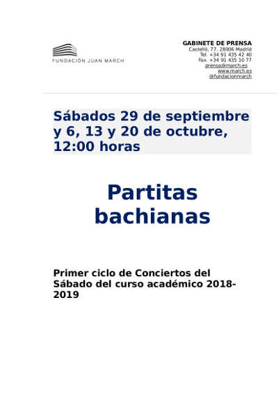 «Partitas bachianas» en la Fundación Juan March