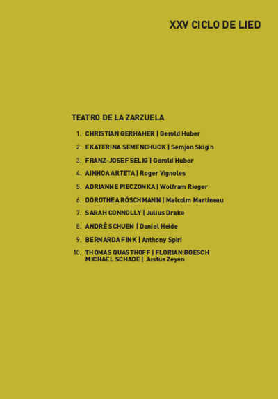 El barítono alemán Christian Gerhaher & Gerold Huber inauguran el XXV Ciclo de Lied