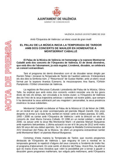 El Palau de la Música de València inicia temporada de otoño con dos conciertos de Mahler