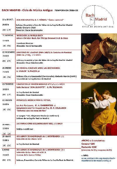 Inicia la temporada 2018 / 2019 del ciclo música antigua, Bach Madrid