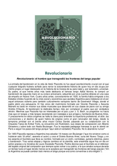 Presentación del CD ‘Revolucionario’, del Quinteto Astor Piazzolla