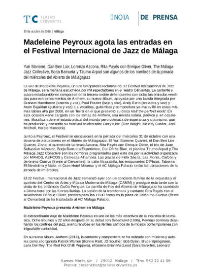 Madeleine Peyroux agota las entradas en el Festival Internacional de Jazz de Málaga