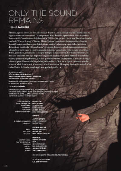 «Only the sound remains» de Kaija Saariaho, se estrena en España con Philippe Jaroussky y Davone Tines