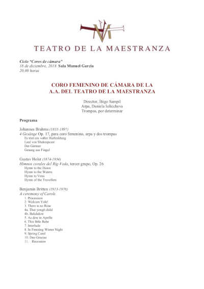 Coro Femenino de Cámara de la A.A. del Teatro de la Maestranza