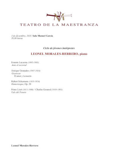 Leo de María en el Ciclo Jóvenes Intérpretes en el Teatro de la Maestranza