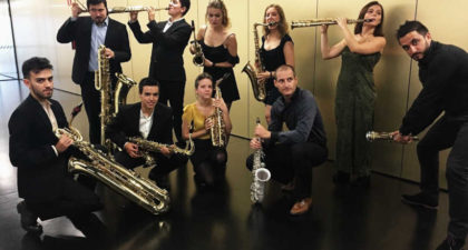 Seis Saxofones, interpretan obras de Bach, Ravel y Luis de Pablo